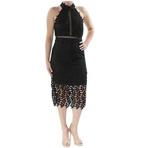 Bardot LBD Gemma Floral Lace Cutout halter Midi Dress black Size M 8